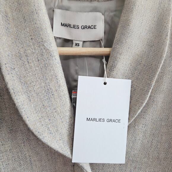 Marlies Grace Cate Coat - Blazer With Cape-Style Sleeves in Cream Grey Wool XS - Picture 6 of 14